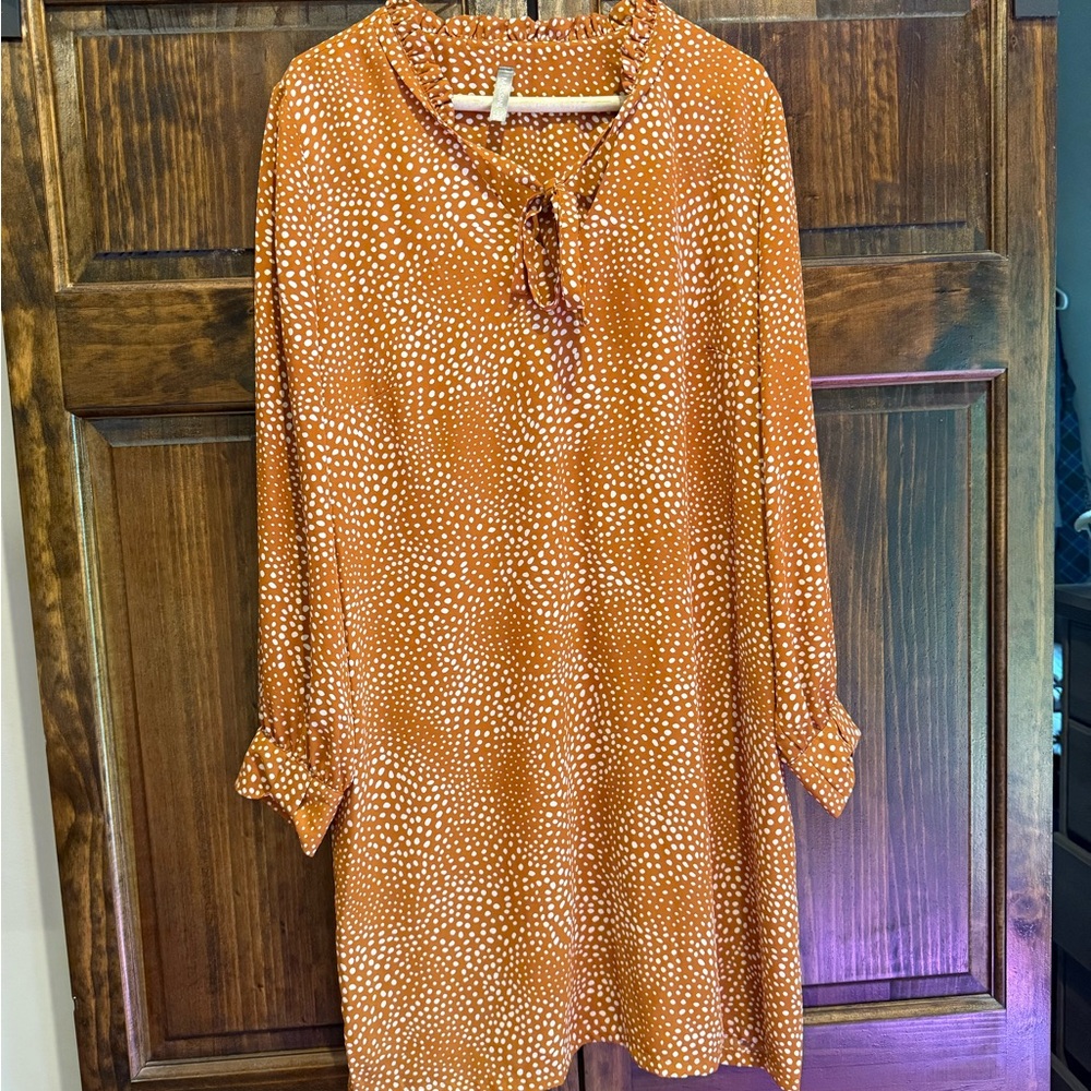 Massini Rust Blousy dress with White Dots